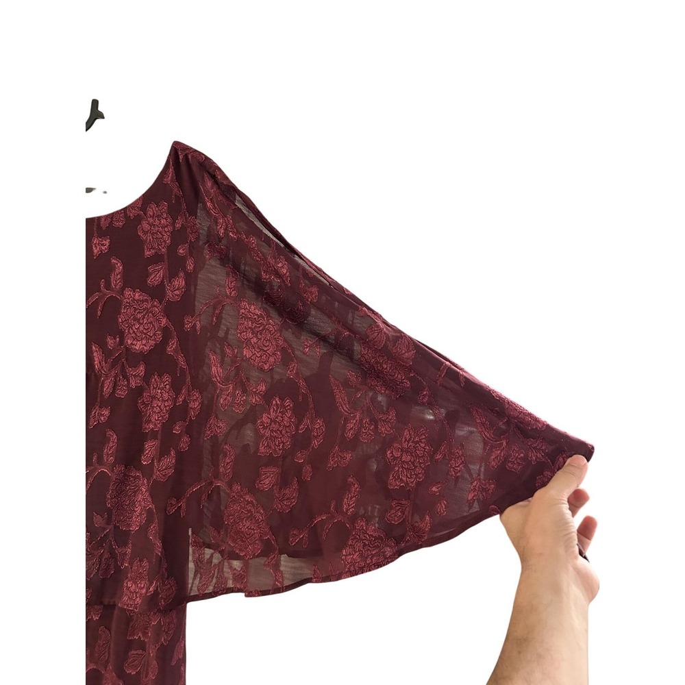 R&M Richards Premium Formal Jumpsuit Womens 18W Wine NWT Floral Lace Overlay - Picture 13 of 16